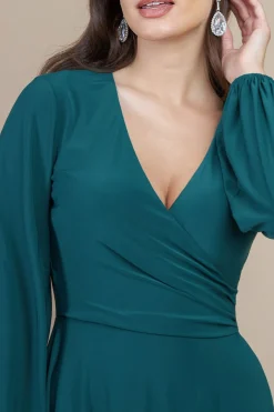 Women * Asymmetrical Wrap Midi Dress - Botanical Green