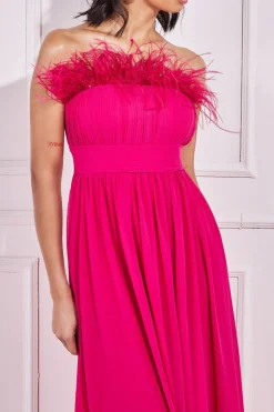 Women * Bridesmaids Chiffon Maxi Dress - Hot Pink