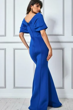 Women * Off The Shoulder Scuba Foam Maxi - Royal Blue