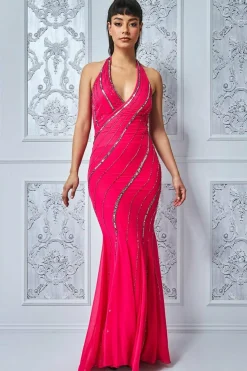 Women * Sequin Halter Neck Maxi Dress