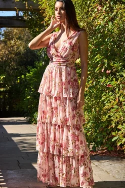 Women * Tiered Chiffon Floral Maxi