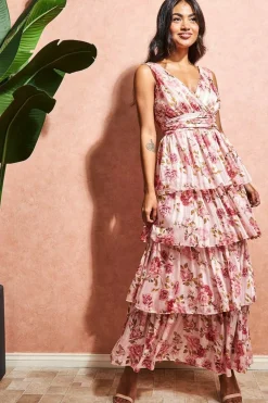 Women * Tiered Chiffon Floral Maxi