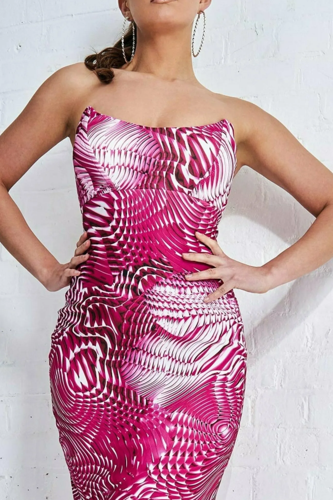 Women * Abstract Bandeau Bodycon Midi Dress