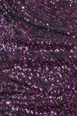 Women * Asymmetric Sequin Balloon Sleeve Top