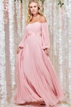 Women * Bardot Chiffon Pleated Maxi