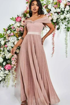 Women * Bardot Pleated Skirt Maxi Dress
