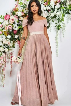 Women * Bardot Pleated Skirt Maxi Dress