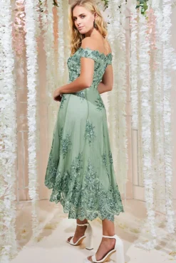 Women * Bardot Sequin & Lace High Low Midi