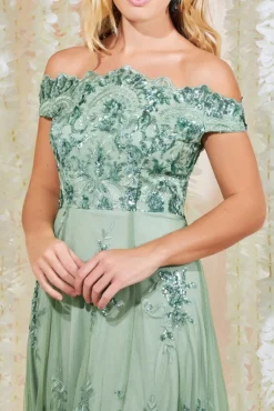 Women * Bardot Sequin & Lace High Low Midi