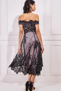 Women * Bardot Sequin & Lace High Low Midi