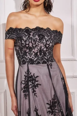 Women * Bardot Sequin & Lace High Low Midi