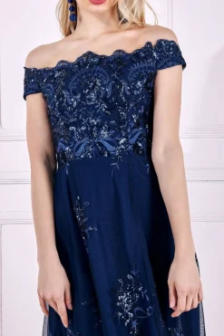 Women * Bardot Sequin & Lace High Low Midi