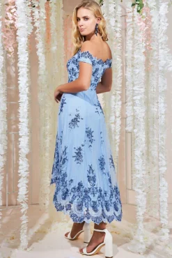 Women * Bardot Sequin & Lace High Low Midi