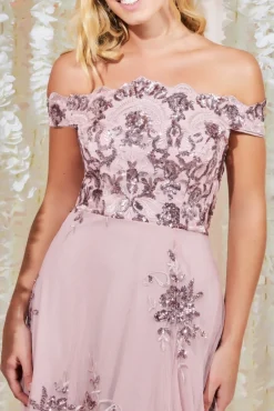 Women * Bardot Sequin & Lace High Low Midi