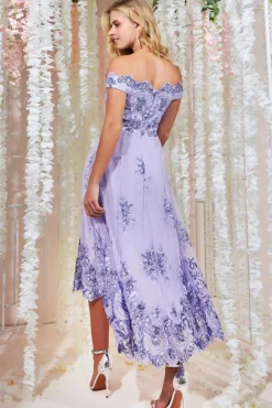 Women * Bardot Sequin & Lace High Low Midi