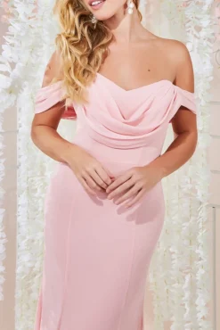 Women * Chiffon Bardot Cowl Neck Maxi Dress