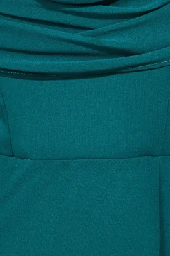Women * Chiffon Bardot Cowl Neck Maxi Dress Green