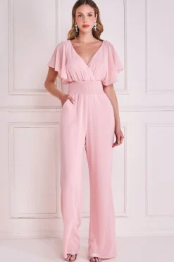 Women * Chiffon Jumpsuit With Flutter Sleeves