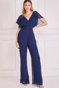 Women * Chiffon Jumpsuit With Flutter Sleeves