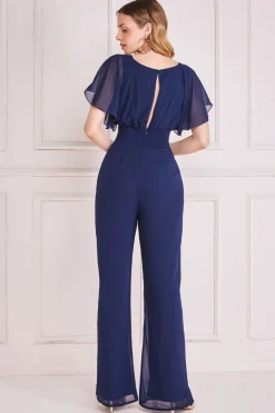 Women * Chiffon Jumpsuit With Flutter Sleeves