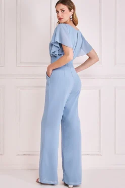 Women * Chiffon Jumpsuit With Flutter Sleeves