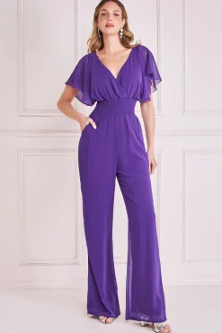 Women * Chiffon Jumpsuit With Flutter Sleeves