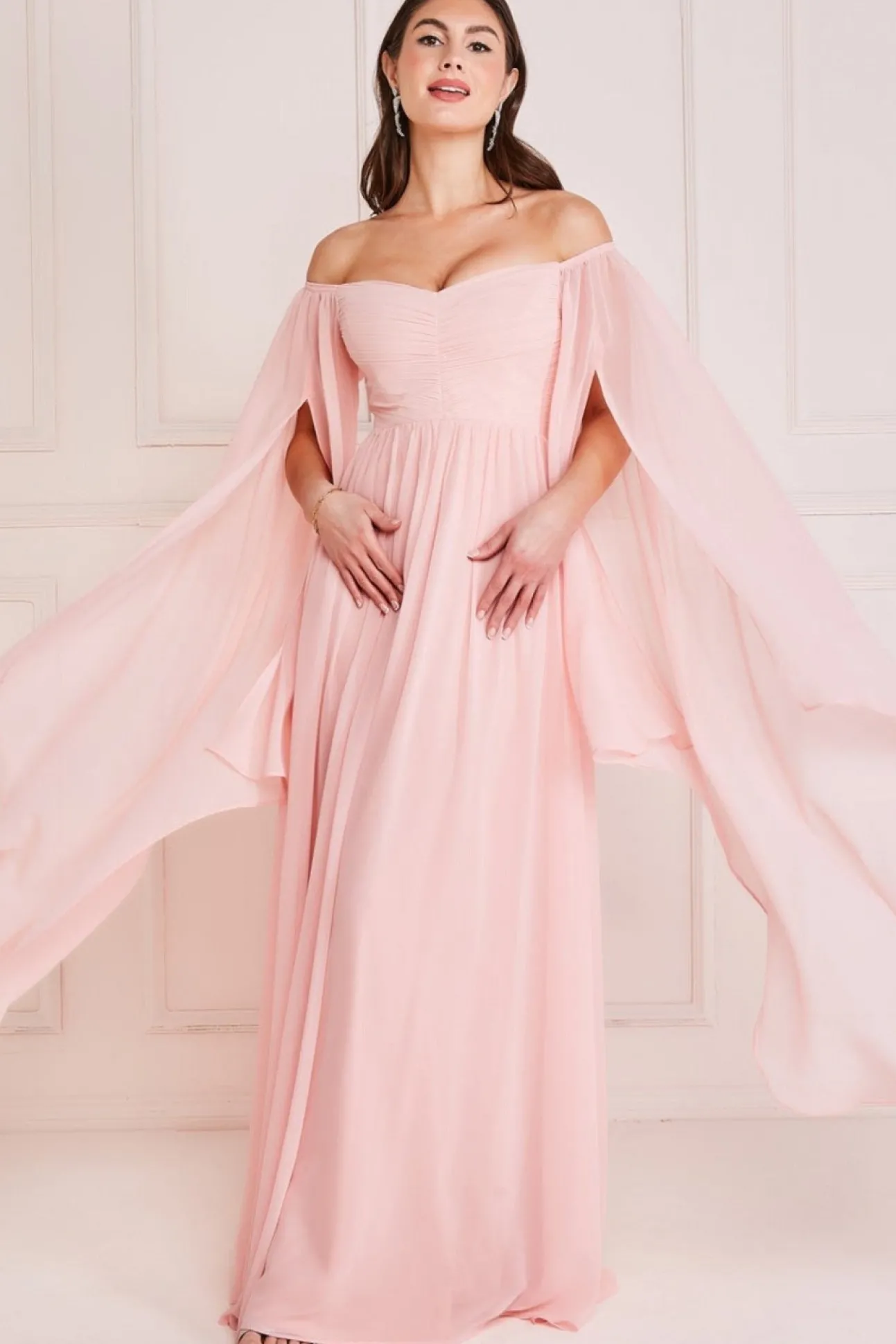 Women * Chiffon Off The Shoulder Maxi With Wings