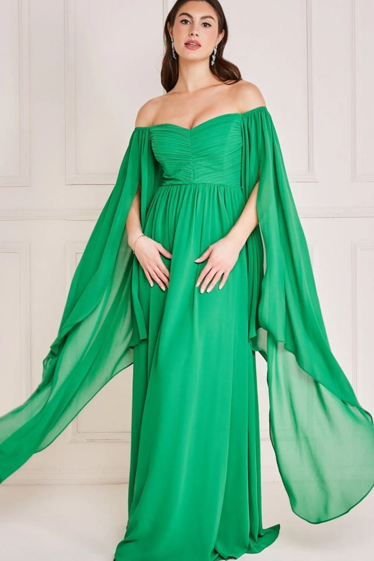 Women * Chiffon Off The Shoulder Maxi With Wings