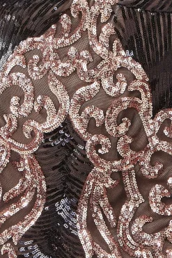 Women * Contrast Sequin Long Sleeve Maxi Dress