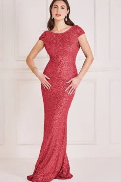 Women * Cowl Back Sequin Maxi