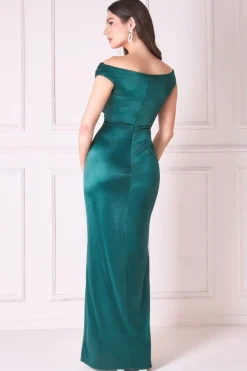 Women * Cowl Bardot Satin Twill Maxi Dress