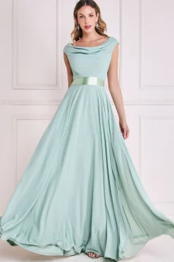 Women * Cowl Neck Chiffon Maxi Dress - Sage Green