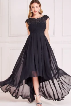 Women * Crochet & Pleated Top High Low Maxi