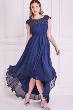 Women * Crochet & Pleated Top High Low Maxi