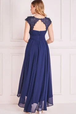 Women * Crochet & Pleated Top High Low Maxi