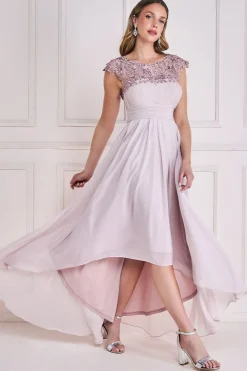 Women * Crochet & Pleated Top High Low Maxi