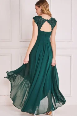Women * Crochet & Pleated Top High Low Maxi