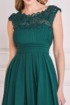Women * Crochet & Pleated Top High Low Maxi