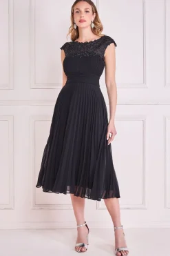 Women * Crochet & Pleated Top Midi