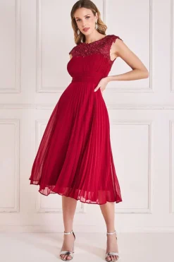 Women * Crochet & Pleated Top Midi