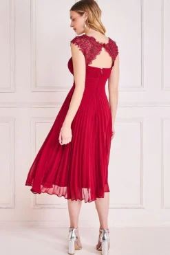 Women * Crochet & Pleated Top Midi