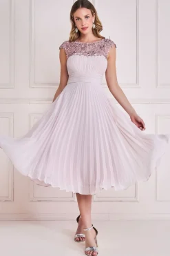 Women * Crochet & Pleated Top Midi