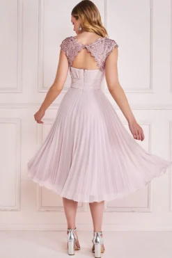 Women * Crochet & Pleated Top Midi