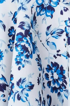 Women * Crossover Keyhole Midi Dress - Blue Print