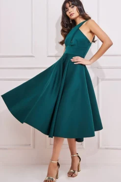 Women * Crossover Keyhole Midi Dress