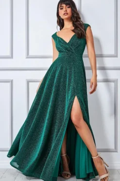Women * Crossover Lurex Glitter Maxi Dress