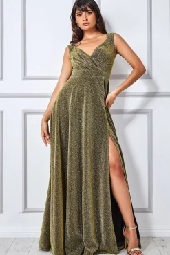 Women * Crossover Lurex Glitter Maxi Dress