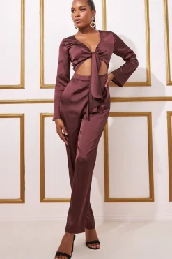 Women * Cut Out Satin Jumpsuit