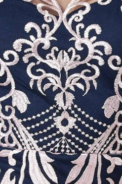 Women * Embroidered Mesh & Lace Midi Scalloped Hem