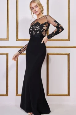 Women * Embroidered Mesh & Scuba Maxi
